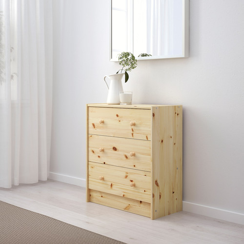 RAST Chest of 3 drawers, pine, 62x70 cm
