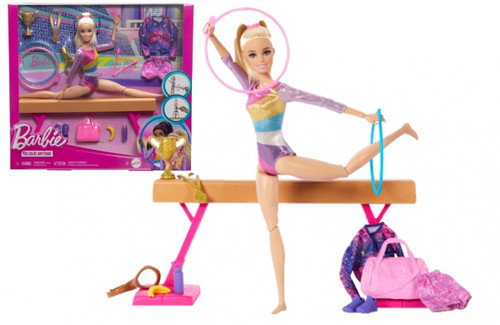 Barbie Gymnastics Playset With Blonde Fashion Doll HRG52 3+