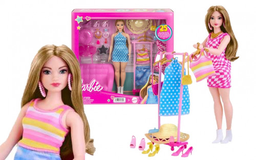 Barbie Wardrobe Set with Doll & Accessories HPL78 3+