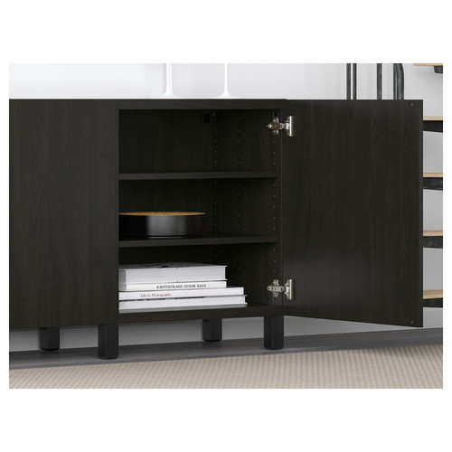 BESTÅ Storage combination with doors, black-brown, Lappviken black-brown, 180x40x74 cm