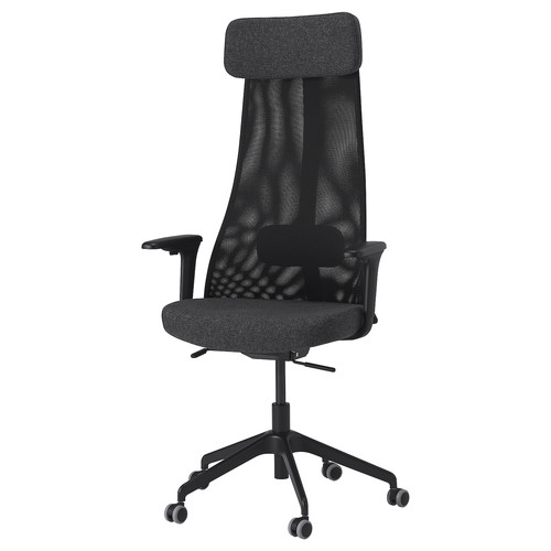 JÄRVFJÄLLET Office chair with armrests, Gunnared dark grey