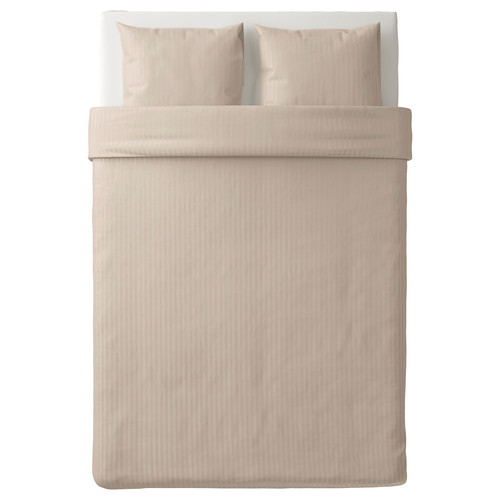 NATTJASMIN Duvet cover and 2 pillowcases, light beige, 200x200/50x60 cm