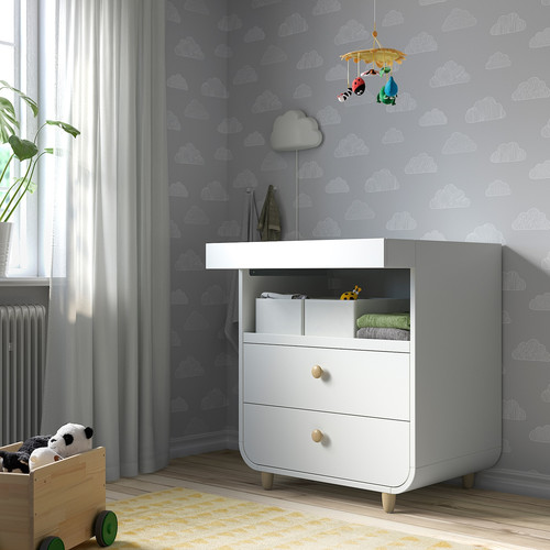 MYLLRA Changing table with drawers, white