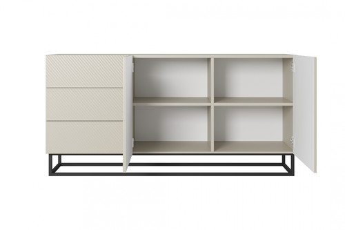 Cabinet with Doors & Drawers Asha 167cm, cashmere/black