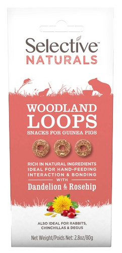 Selective Naturals Woodland Loops Snacks for Guinea Pigs Dandelion & Rosehip 80g