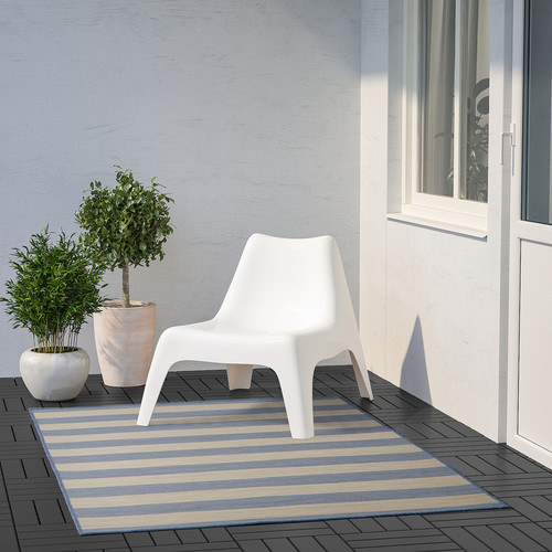 VRENSTED Rug flatwoven, in/outdoor, beige, light blue, 133x195 cm