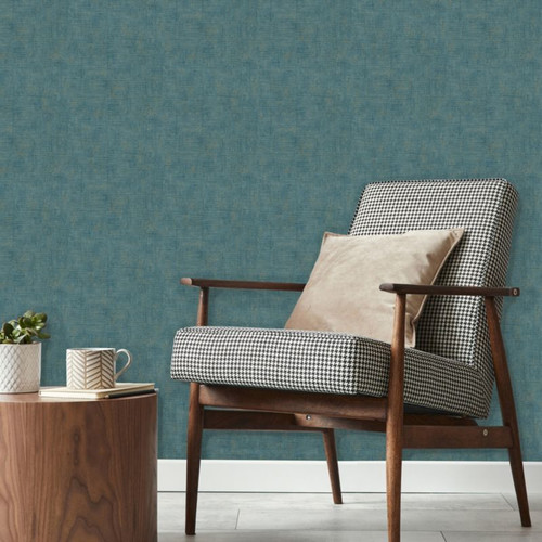 GoodHome Vinyl Wallpaper on Fleece Aur, turquoise