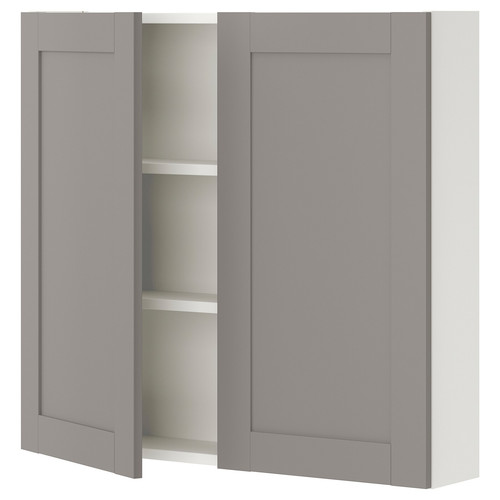 ENHET Wall cb w 2 shlvs/doors, white/grey frame, 80x17x75 cm