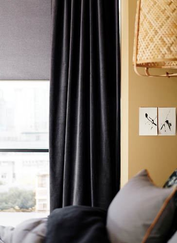 SANELA Curtains, 1 pair, dark grey, 140x300 cm