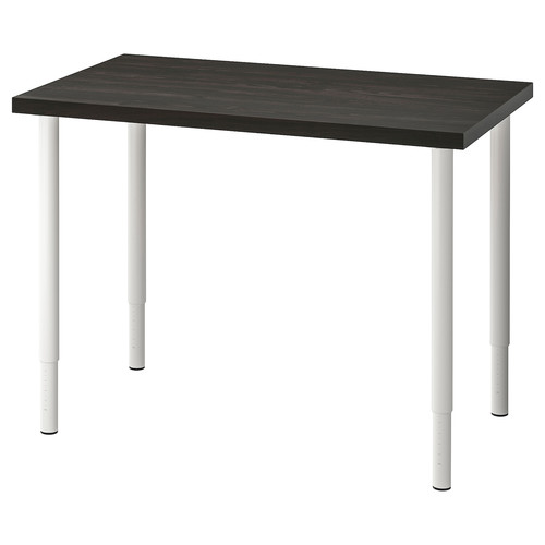 LINNMON / OLOV Desk, black-brown, white, 100x60 cm