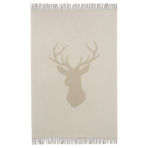 HEMMAVE Blanket, beige/deer pattern, 120x180 cm