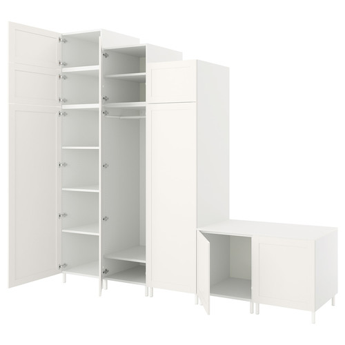 PLATSA Wardrobe with 9 doors, white Sannidal/white, 300x57x271 cm