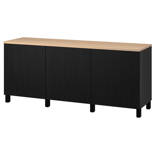 BESTÅ Storage combination with doors, black/Lappviken/Stubbarp black, 180x42x76 cm