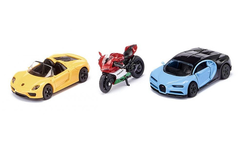 Siku Metal Model Set Sports Cars and Motorbike 3+