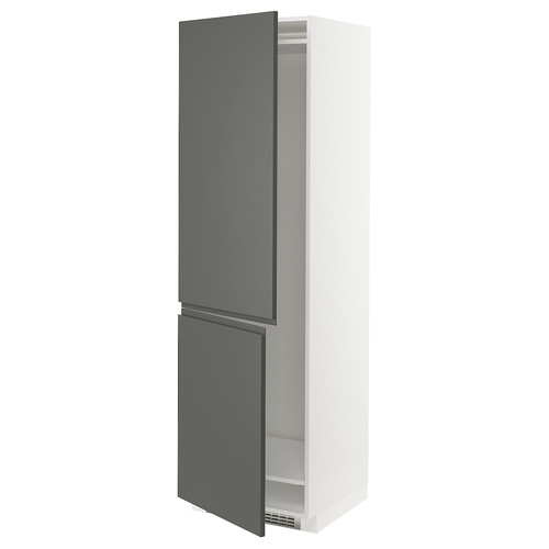 METOD Hi cab f fridge or freezer w 2 drs, white, Voxtorp dark grey, 60x60x200 cm