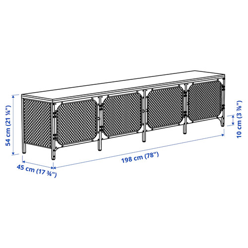 FJÄLLBO TV bench, black, 198x45x54 cm