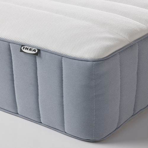 VALEVÅG Pocket sprung mattress, firm, light blue, 180x200 cm