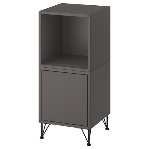 EKET Cabinet combination with legs, dark grey/metal black, 35x35x80 cm