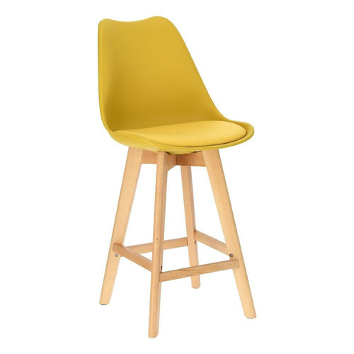 Bar Stool Norden Wood, low, PP, yellow