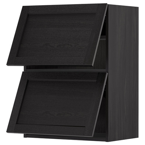 METOD Wall cabinet horizontal w 2 doors, black/Lerhyttan black stained, 60x80 cm