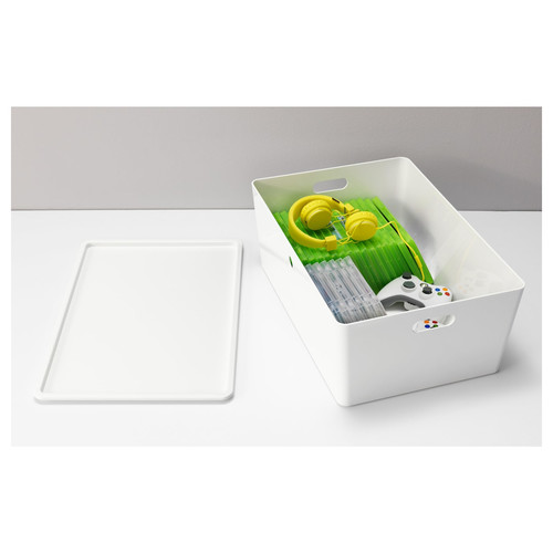 KUGGIS Box with lid, white, 37x54x21 cm