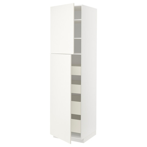 METOD / MAXIMERA Hi cab w 2 doors/4 drawers, white/Veddinge white, 60x60x220 cm