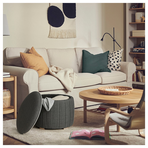 ÅTERLÖGA Pouffe, with storage/Kilanda dark grey