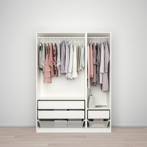 PAX Wardrobe, white, Fardal high-gloss white, 150x60x201 cm