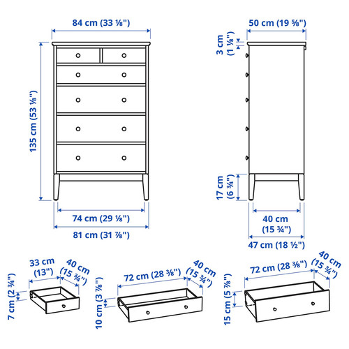 IDANÄS Chest of 6 drawers, white, 84x135 cm