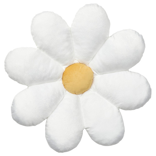 SKOGSDUVA Cushion, flower-shaped/white, 47x8 cm