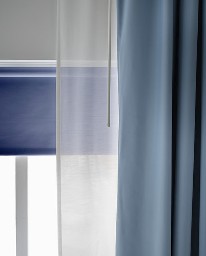 BENGTA Block-out curtain, 1 length, blue, 210x300 cm