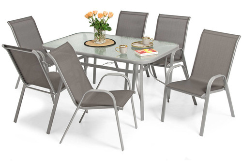 Outdoor Dining Furniture Set PORTO, silver