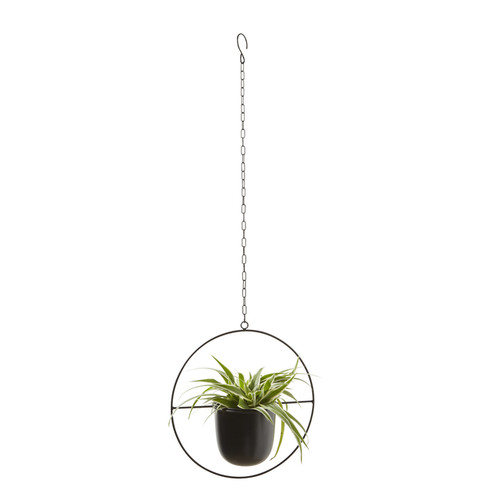 Hanging Plant Pot GoodHome, round, black