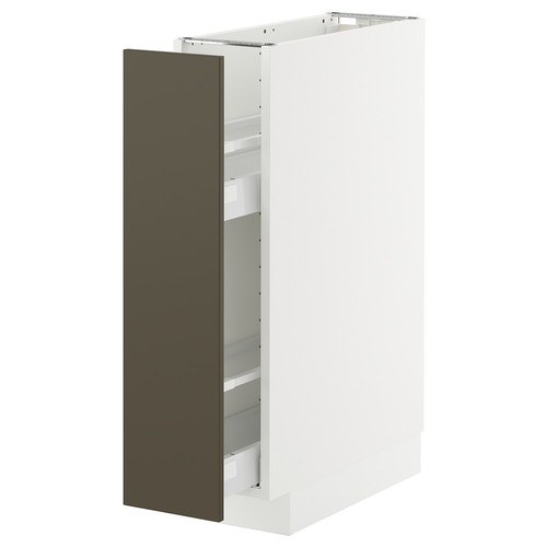 METOD / MAXIMERA Base cabinet/pull-out int fittings, white/Havstorp brown-beige, 20x60 cm