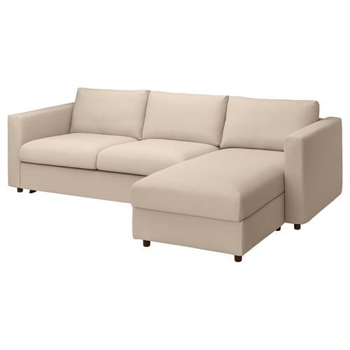 VIMLE 3-seat sofa-bed with chaise longue, Hallarp beige