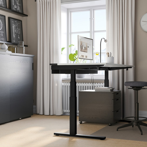 MITTZON Desk sit/stand, electric white/black, 160x80 cm