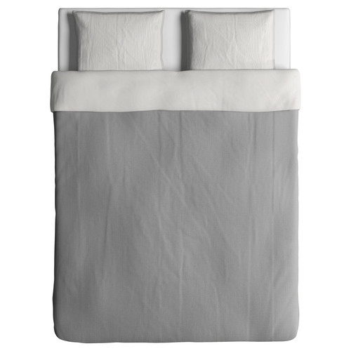 BLÅVINDA Quilt cover and 2 pillowcases, grey, 200x200 cm/50x60 cm