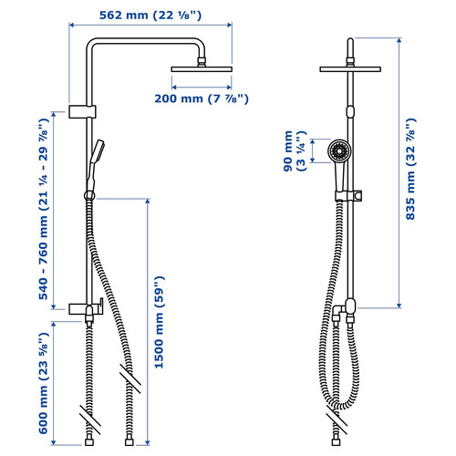 BROGRUND Head/handshower kit with diverter, chrome-plated