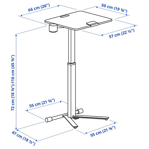 MITTZON Laptop table with castors, green, 66x50 cm