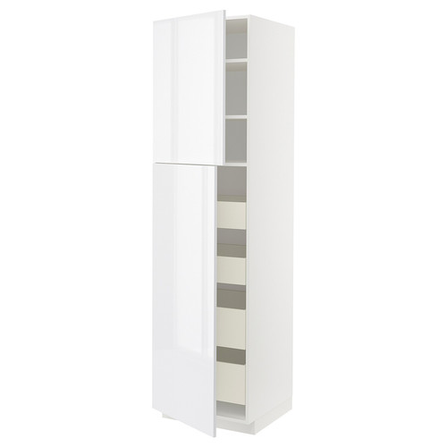 METOD / MAXIMERA Hi cab w 2 doors/4 drawers, white/Ringhult white, 60x60x220 cm