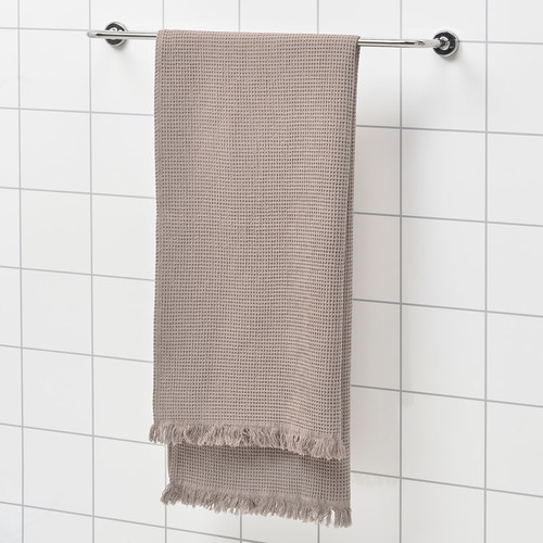 VALLASÅN Bath towel, light grey/brown, 70x140 cm