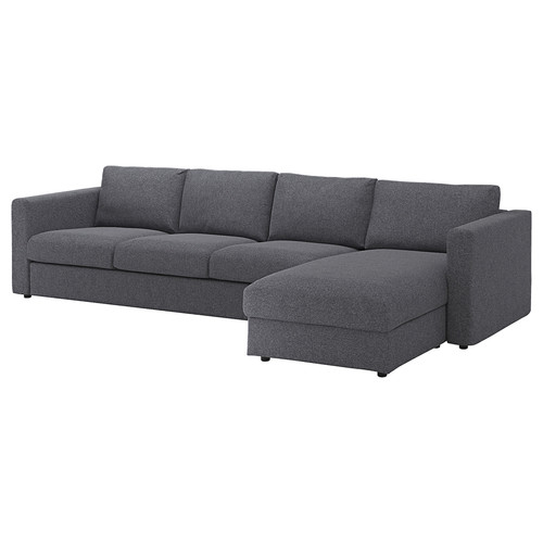 VIMLE 4-seat sofa with chaise longue, Gunnared medium grey