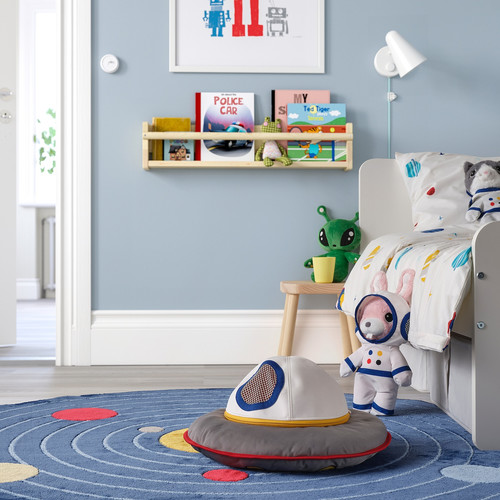 AFTONSPARV Rug, space rounded/blue, 133 cm