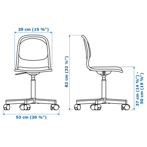 ÖRFJÄLL Children's desk chair, white, Vissle light grey