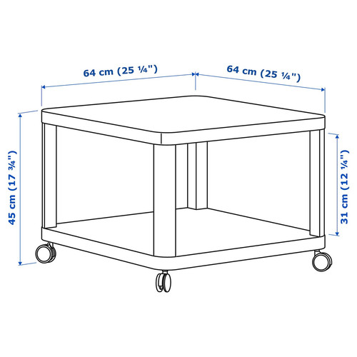 TINGBY Side table on casters, white, 64x64 cm