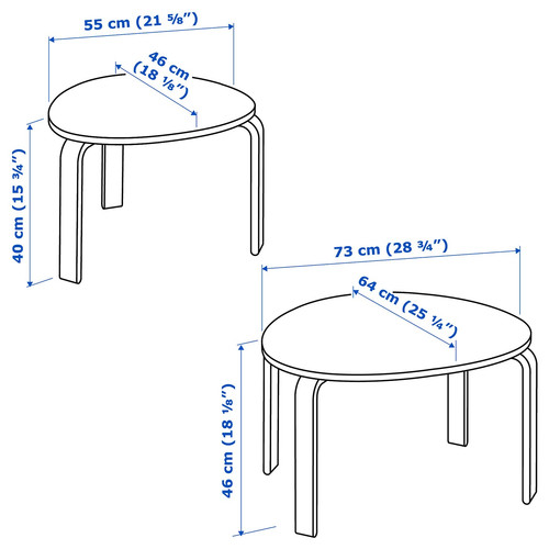 SVALSTA Nesting tables, set of 2, white stain