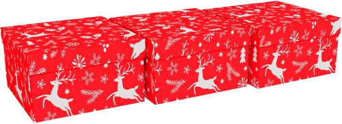 Christmas Box 14x14x8cm, eco, 3pcs, red