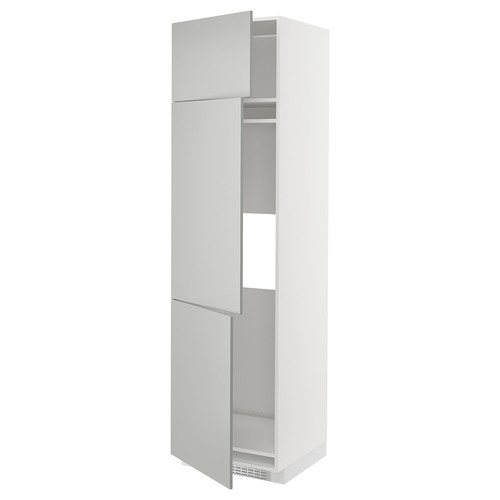 METOD High cab f fridge/freezer w 3 doors, white/Havstorp light grey, 60x60x220 cm