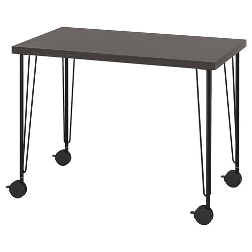 LINNMON / KRILLE Desk, black-brown/black, 100x60 cm