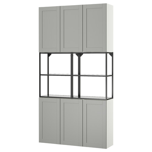 ENHET Storage combination, anthracite/grey frame, 120x32x225 cm